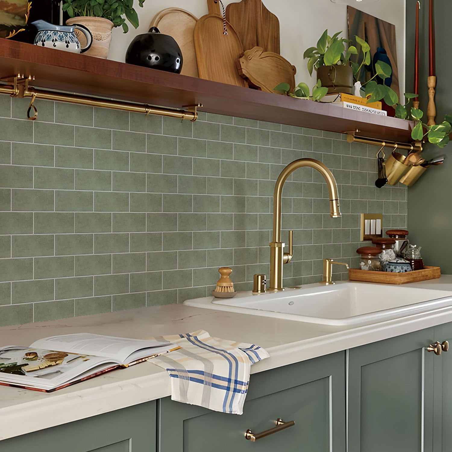 Vinyl Square Wall Tile Sticker,Stick Kitchen Backsplash Waterproof Tile Decals for Home Bathroom Self-Adhesive Peel&Stick PVC Floor Sticker-7.78"x7.87" in