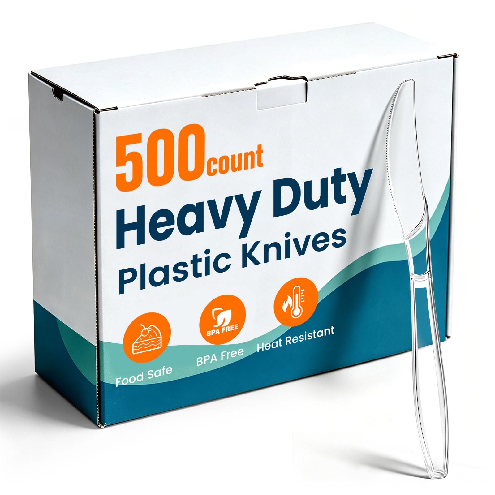 500 Count Plastic Knives Heavy Duty, Clear Plastic Knives Disposable Bulk