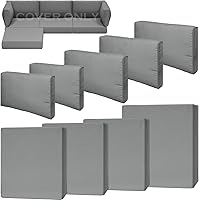 Vista 8 de Juego de 14 fundas de cojín impermeables para patio al aire libre, se adaptan a 6 asientos de mimbre de ratán seccional, fundas de repuesto