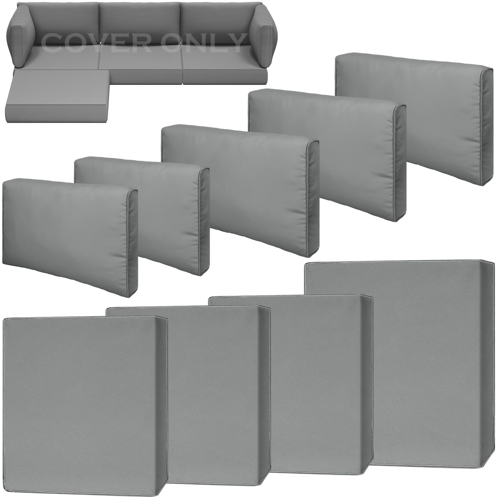 Photo 1 of Cethytirko 9 Piece Outdoor Patio Waterproof Cushion Covers, Fits 4-Seat Wicker Rattan Sectional Couch Chair Furniture Cover Replacement Set - Fade-Resistant Patio Cushion Covers with Zipper