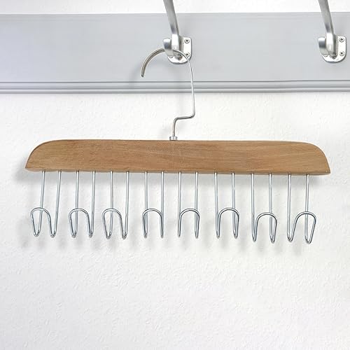Miniatura 4 de Naysku Perchas para camisetas sin mangas, organizador de armario de madera para ahorrar espacio, rotación de 360, resistente y organizador de