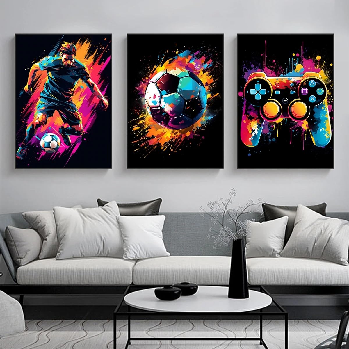 MAIMANG Póster de fútbol en lienzo, estética pop moderna, impresiones artísticas para dormitorio infantil, decoración del hogar (60 x 80 cm, sin marco)