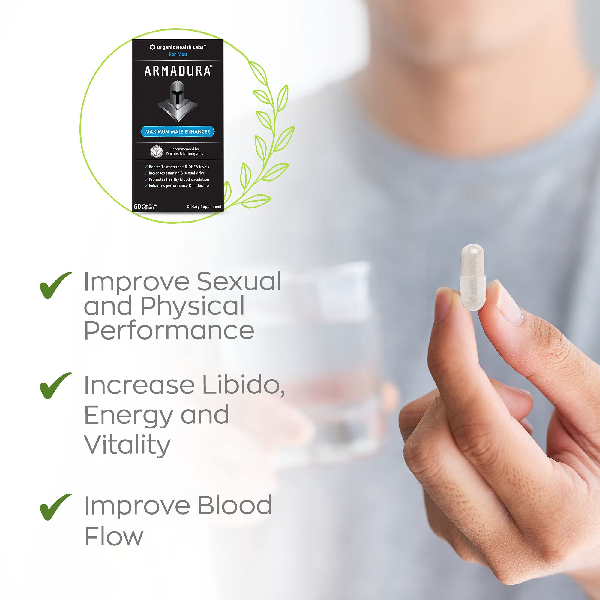 Armadura Testosterone Booster for Men, Male Enhancing Formula with Forskohlii, Tongkat Ali