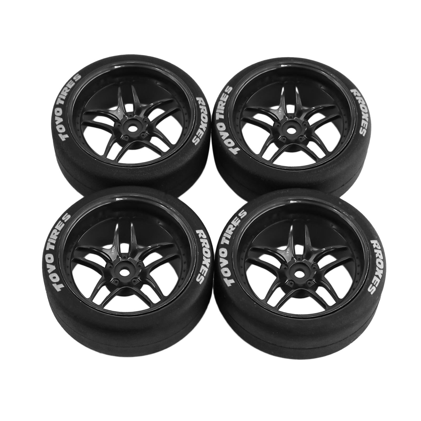 Harilla 4 Stück RC Auto Gummi Reifen, Gummi-Driftreifen, 12 mm Nabe Ersatzteile Verschleißfest Langlebig für XV01 1:10 RC Elektrische Touren Auto Ersetzt Reparatur zubehör, Schwarz