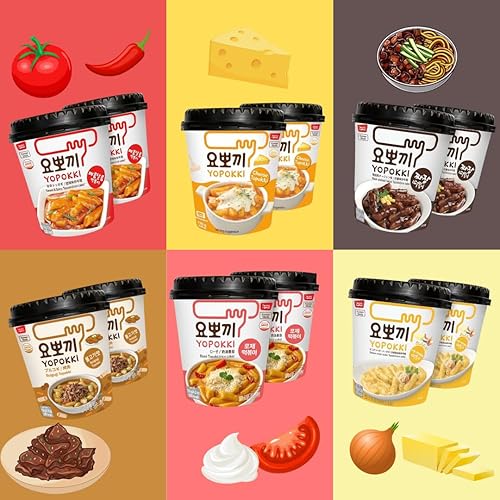 Miniatura 25 de Yopokki Instant Tteokbokki Cup (Sweet Mild Spicy, Cup of 2) Comida callejera coreana con salsa dulce y moderadamente picante Topokki Rice Cake