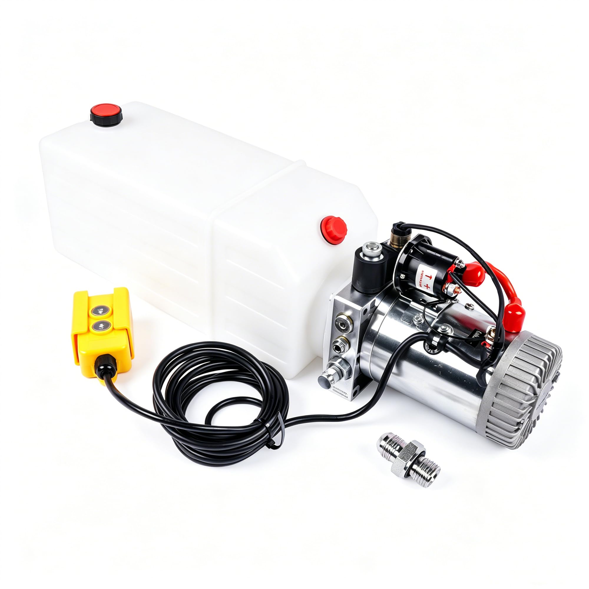 8-Liter Hydraulikpumpe 12 V Anhänger LKW Muldenkipper Kunststoff Kompatibel mit LKW-Heckklappen, Wohnmobil-Nivellierung, Scherenhebebühnen, Muldenkipper GLOSSY AUTO PARTS