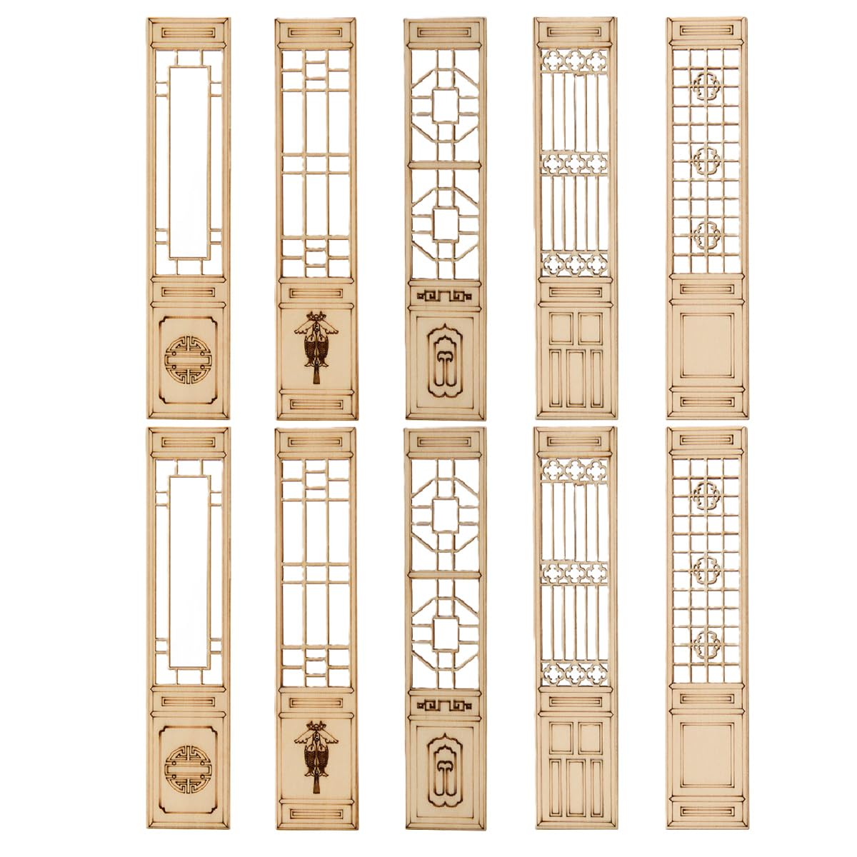 Orivin 10 Pcs Wooden Miniature Screens, Chinese Style Doors, Mini Furniture for Diy Crafts and Photography Props Vintage Style Dollhouse Accessories