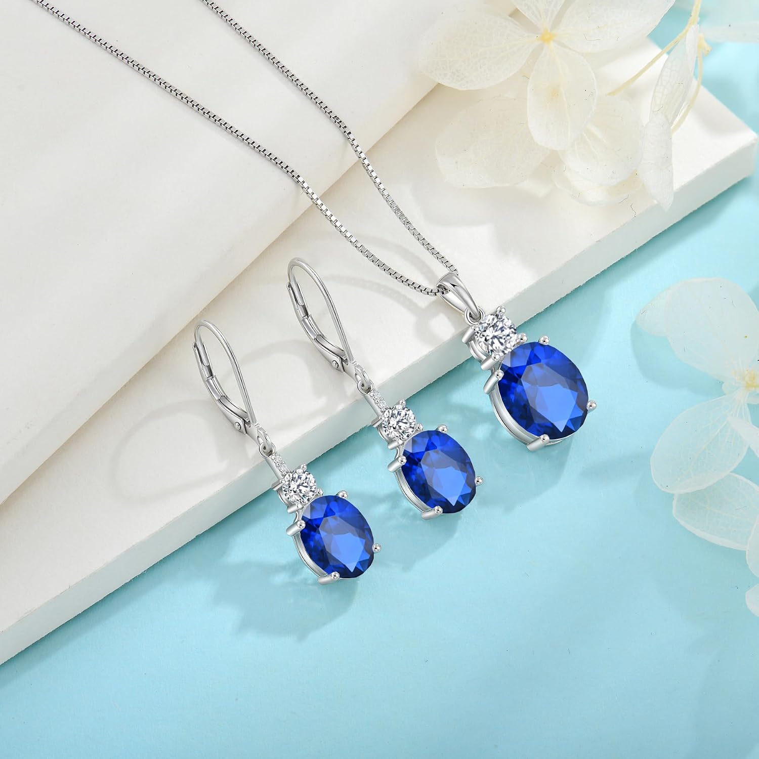 Birthstone Necklace for Women 925 Sterling Silver Oval Cut Cubic Zirconia Pendant Jewelry for Her
