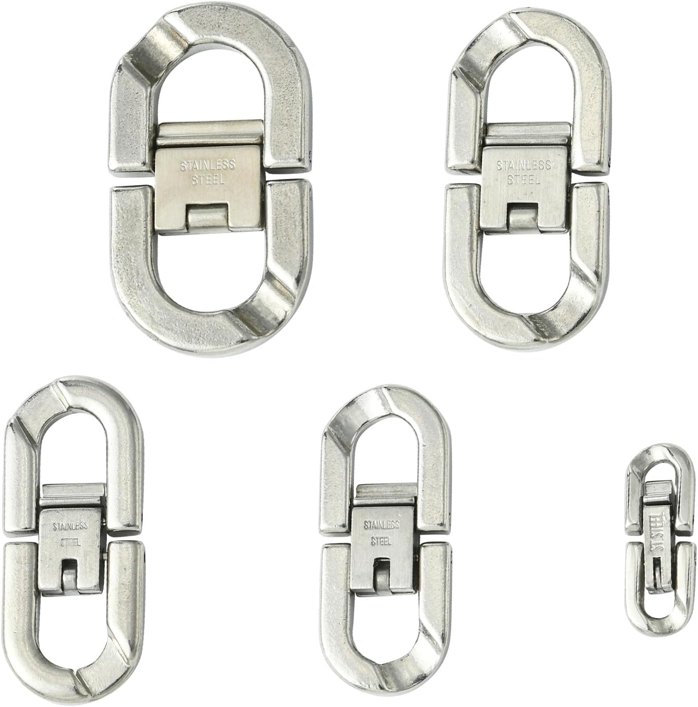 5 pcs 5 Styles Oval Shaped 304 Stainless Steel Fold Over Clasps Closure End Caps Extension Cuban Clasps for DIY Bracelet Keychain Handbag Jewelry Findings - 18~32×6.5~18mm
