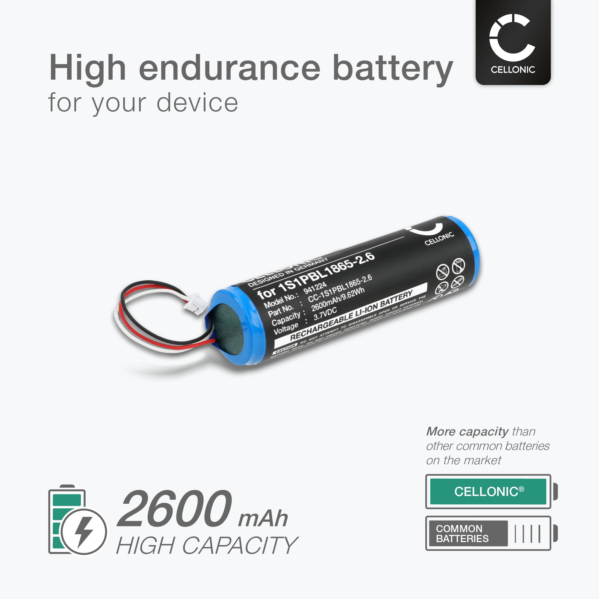 CELLONIC 1x Batterie pour Babyphone Compatible avec Philips Avent SCD843, Avent SCD630, Avent SCD620, 1S1PBL1865-2.6 - (2600mAh, 3.7V)