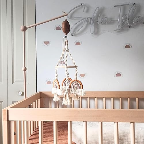 Miniatura 5 de Brazo móvil para cuna de pie de madera, brazo móvil de 61 pulgadas para cuna, colgador móvil móvil para bebé, fuerte accesorio antidumping, madera