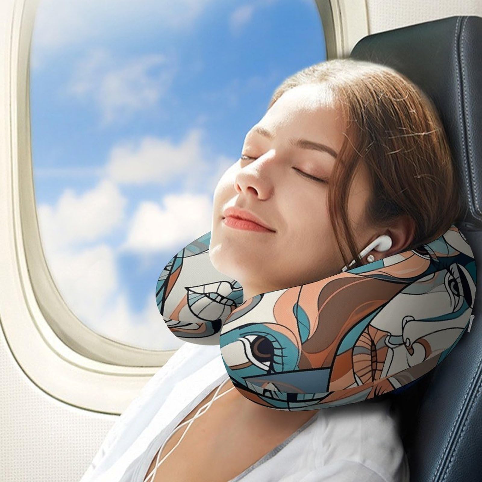 Cuscino a forma di U con linee lisce, nucleo in memory foam, cuscino per fornire supporto per il collo, cuscino da viaggio, adatto per aerei, auto, case e uffici.