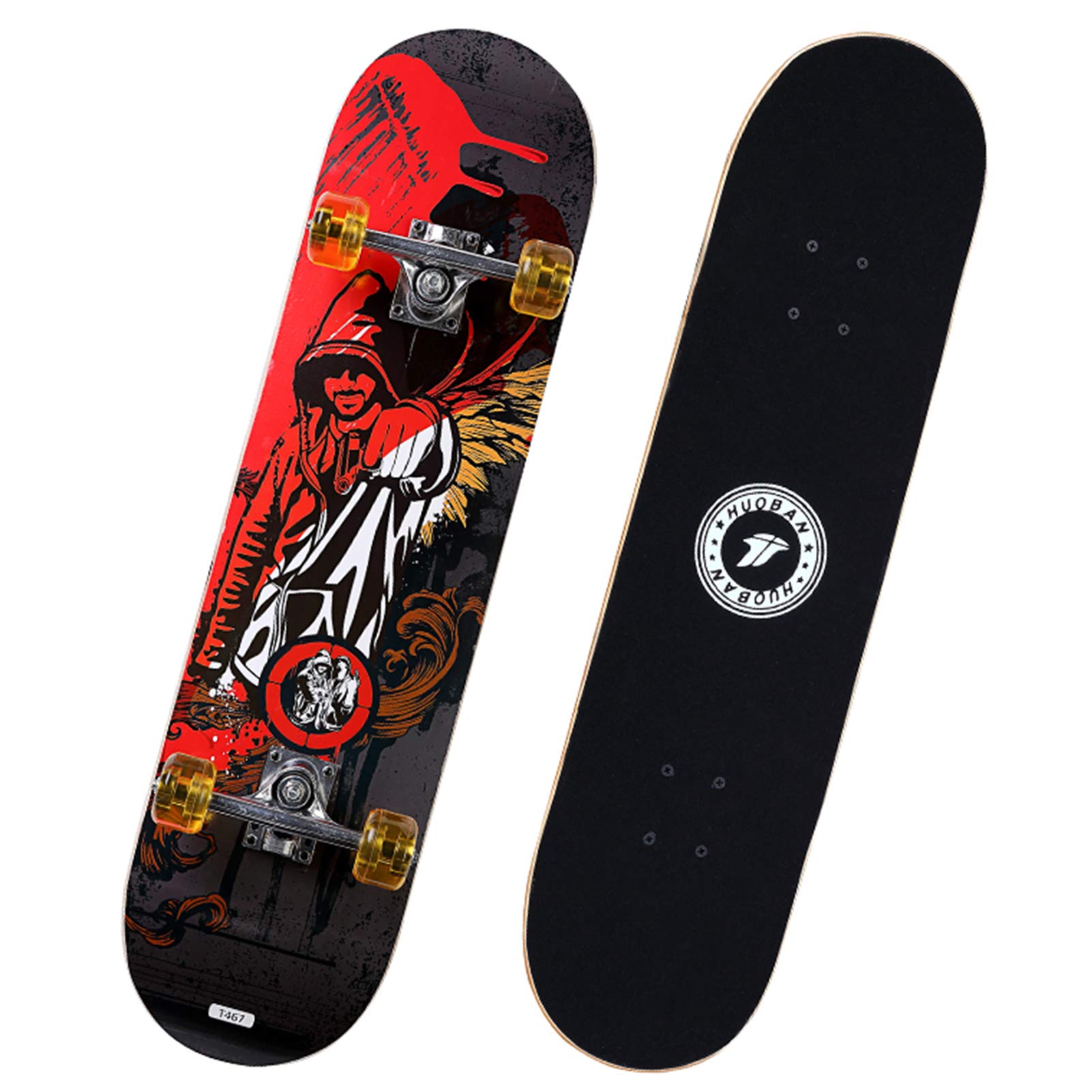RajoNN Skateboards Skateboard Completi per Principianti Adulti Bambini Ragazzi Ragazze Skateboard Standard per Giovani 31" x 8" 8 Lay Maple Deck PRO Skateboard Longboard Tavole da