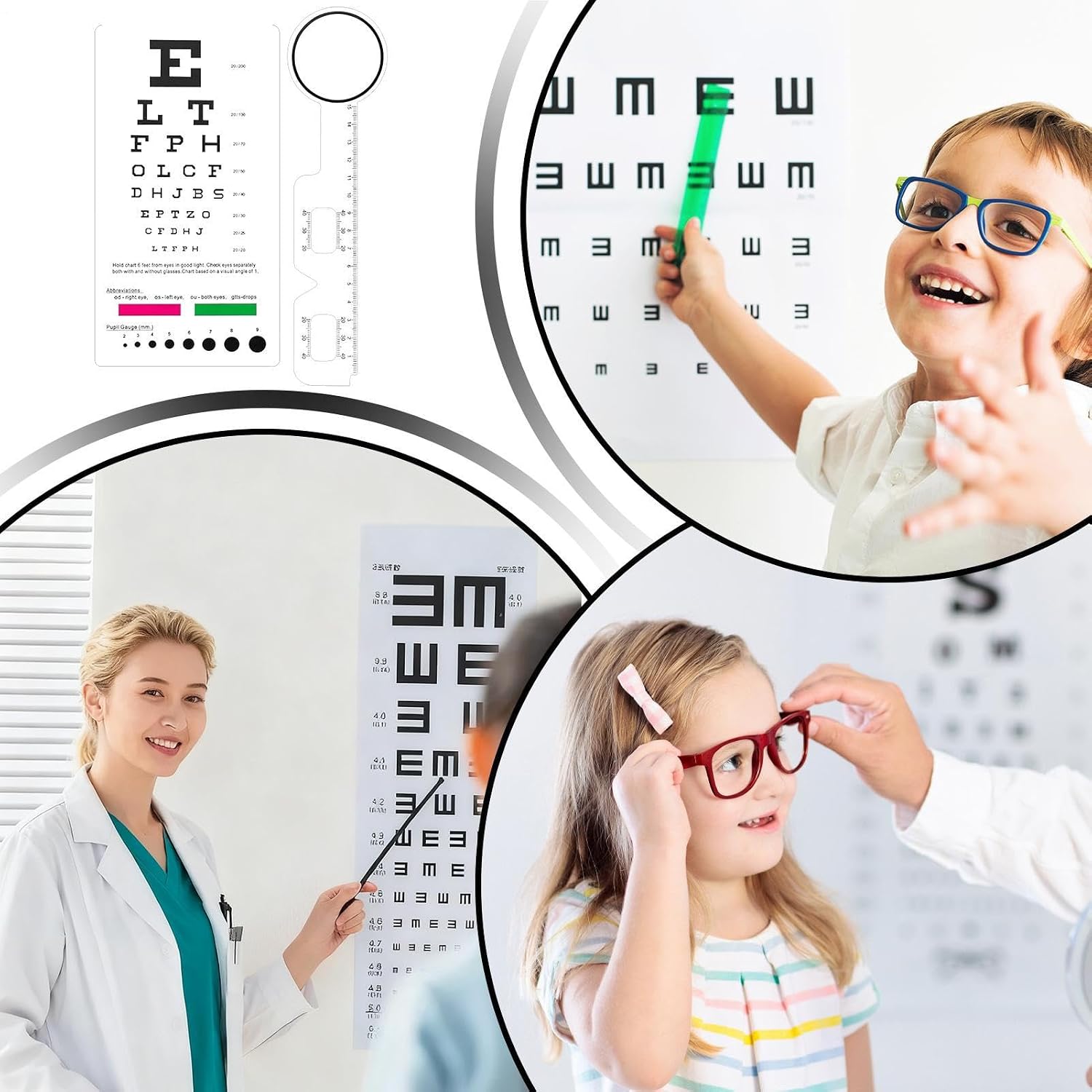 Eye Chart with Occluder Standard Visual Acuity Measurement | Eye Test Chart With Occluder Red-Green Color Strips Wall School Home Study Room Living Room for Students Kids Children