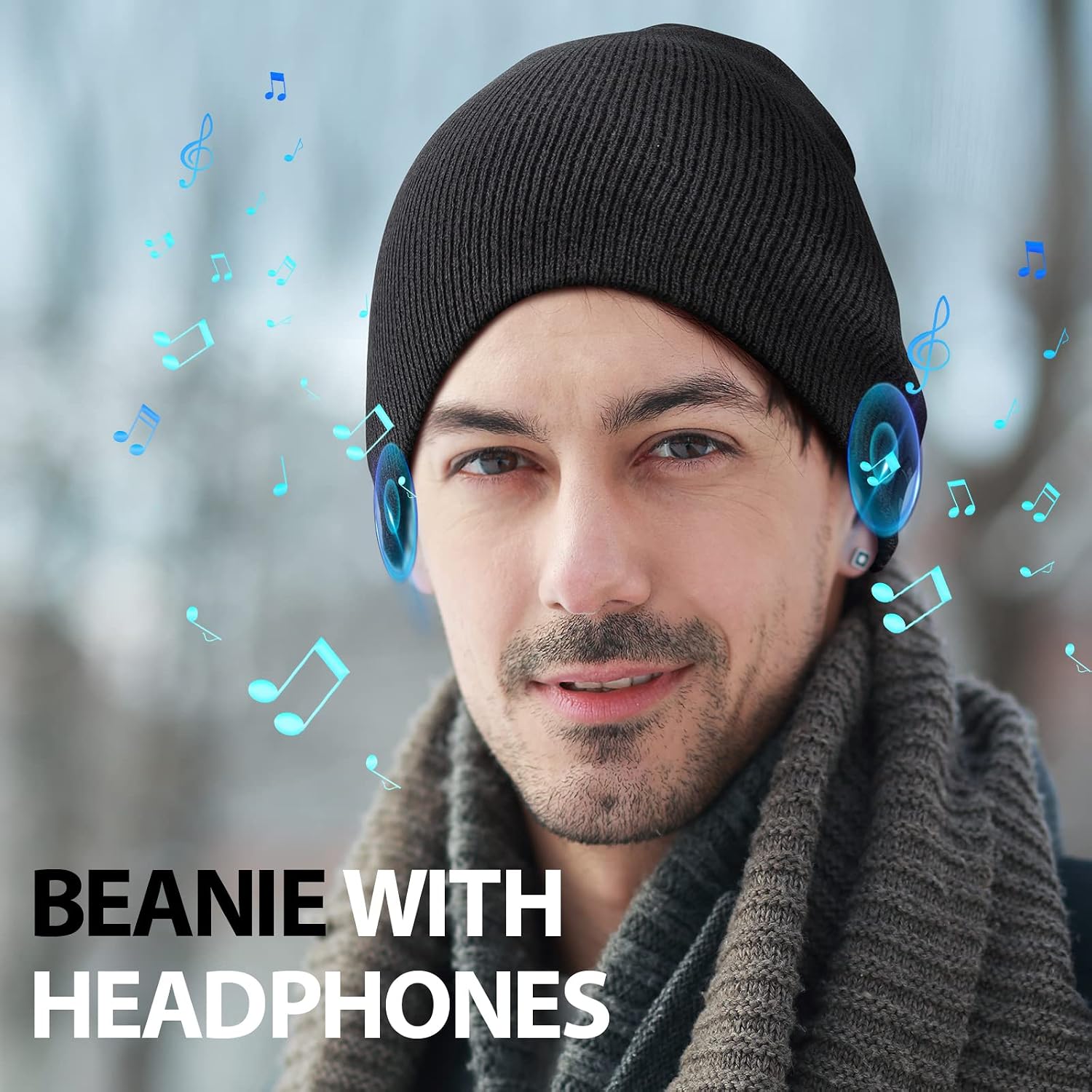 Stocking Stuffers Gifts for Men Dad - Bluetooth Beanie for Men V5.0 Bluetooth Hat Unique Gifts for Women Teenage Boys Christmas Stocking Stuffers Men's Tech Gifts for Him Teen Men Who Have Everything