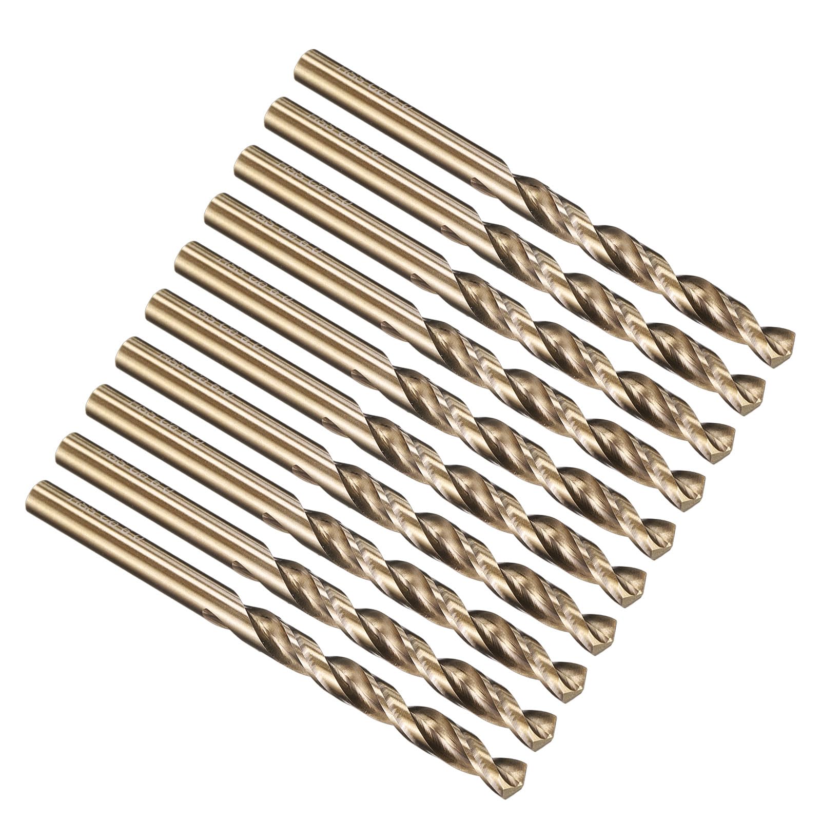 PATIKIL 6mm Drill Bit, M35 Cobalt 5% High-Speed Steel Jobber Straight Shank 135° Gold Finish for Stainless Steel Hard Metal - 10 Pack