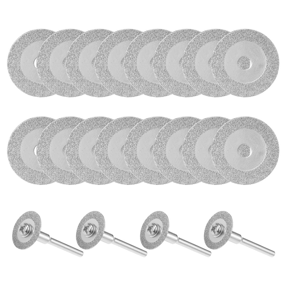 uxcell 20 Pcs 16mm Diamond Cutting Wheels Cut Off Wheel with 4 Pcs Mandrels for Rotary Tool