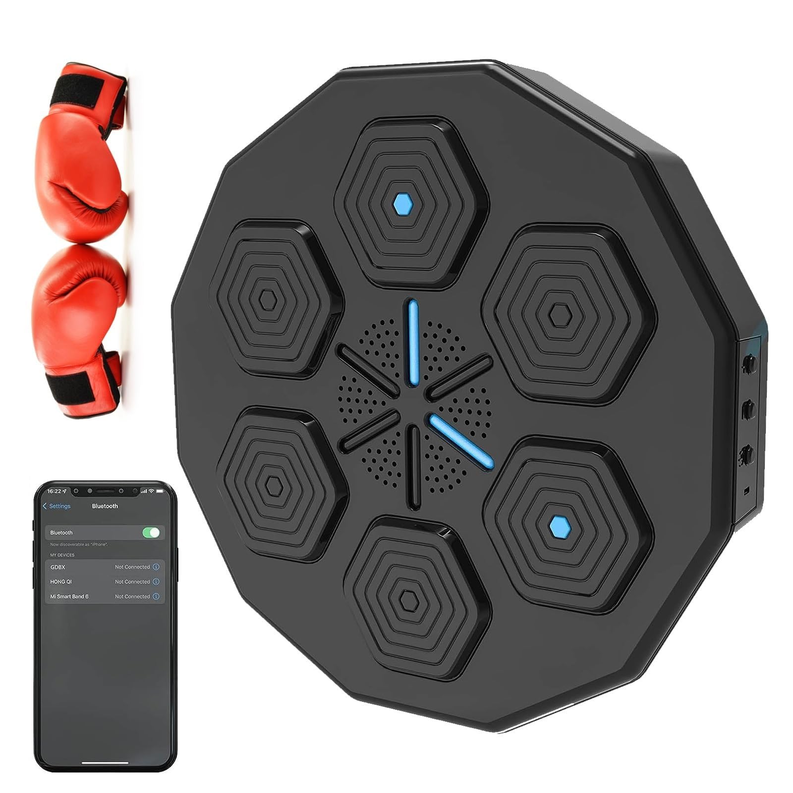 Macchina per boxe musicale domestica, Macchina per boxe musicale intelligente con Bluetooth, Attrezzatura da allenamento portatile per boxe musicale montata a parete, per casa, ufficio, palestra