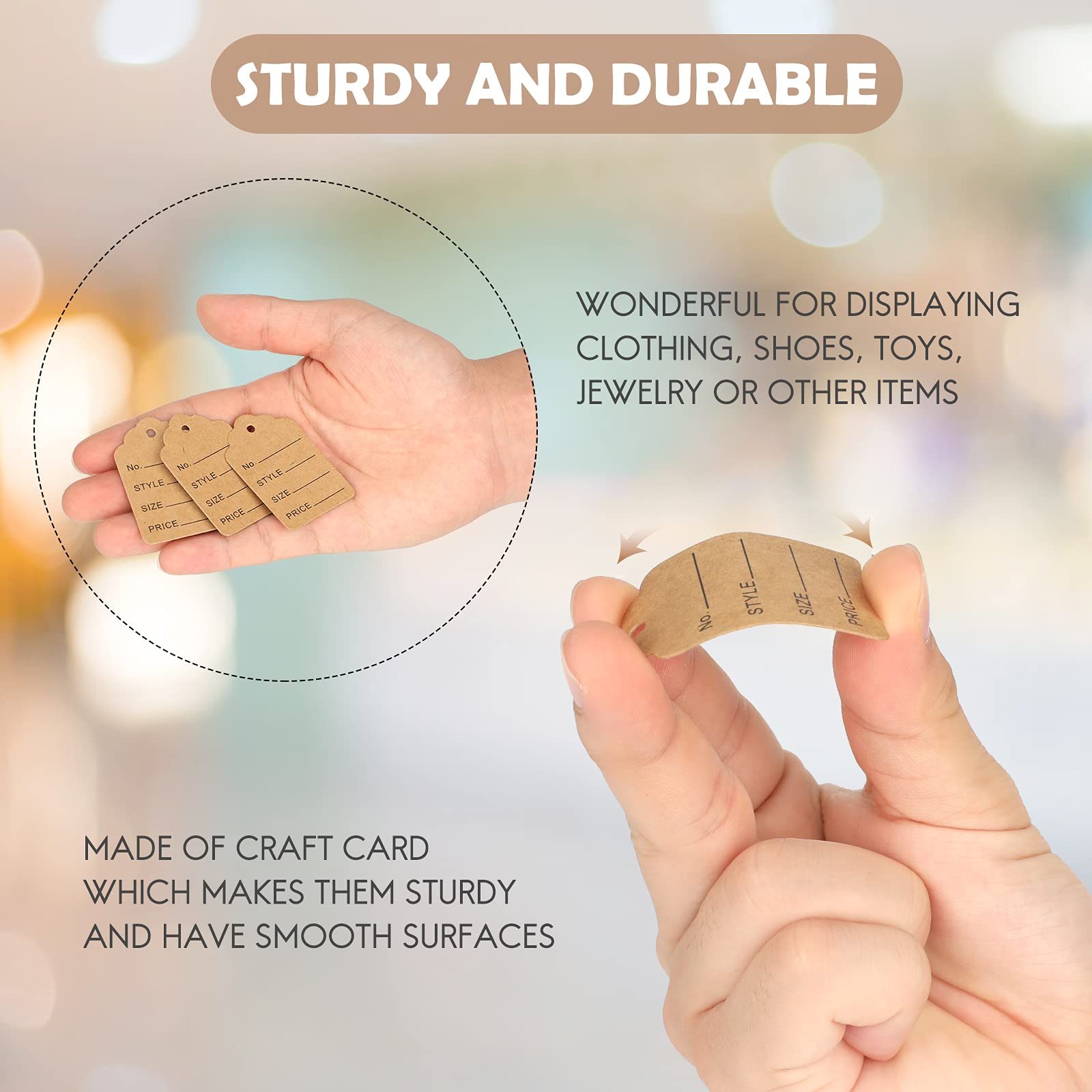 G2PLUS Brown Mini Jewelry Price Tags, 1000PCS Marking Paper Label Tags, Clothing Display Tag - Image 3