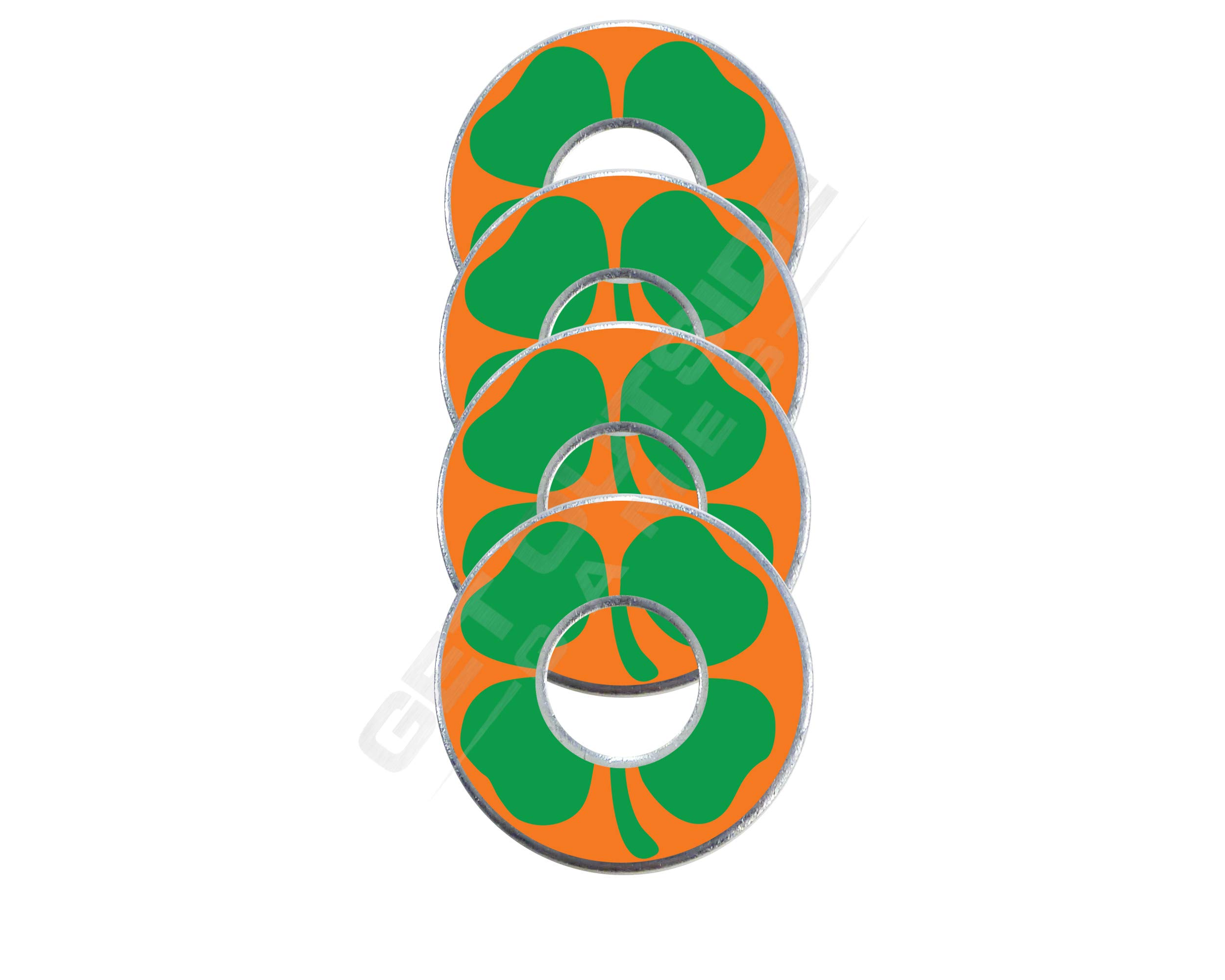 Get Outside Games 4 Shamrock VVashers - Washer Toss Washer Board Game Washers (Green Clover with Orange, 4 VVashers)