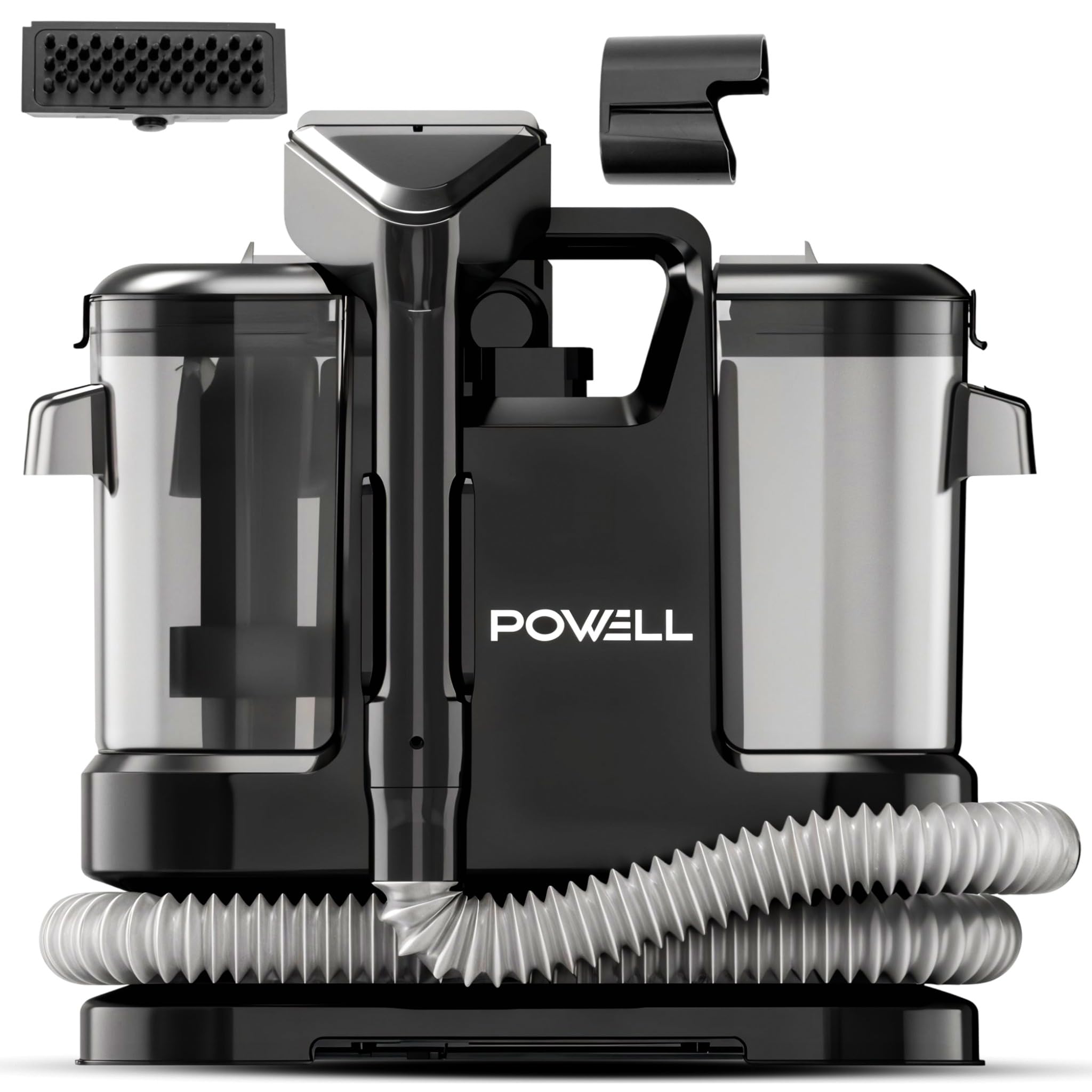 Powell Nettoyeur Vapeur Shampouineuse – 450W Aspirateur Voiture Portable pour Tapis, Canapés, Matelas et Moquette | Réservoir 1,8L Nettoyant Injecteur pour Canapé, Tissu, et Voiture – Noir