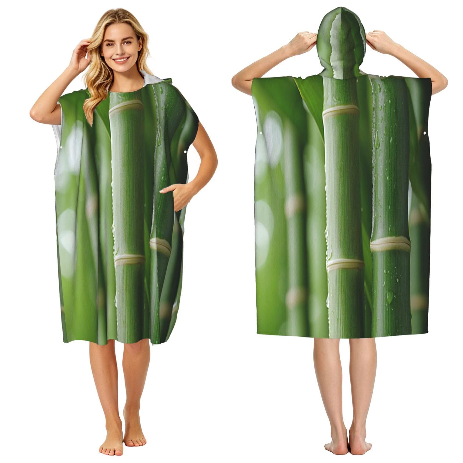 KLGRTJHK Bamboo After The Rain Adult Hooded Beach Poncho Towel 43"X35"