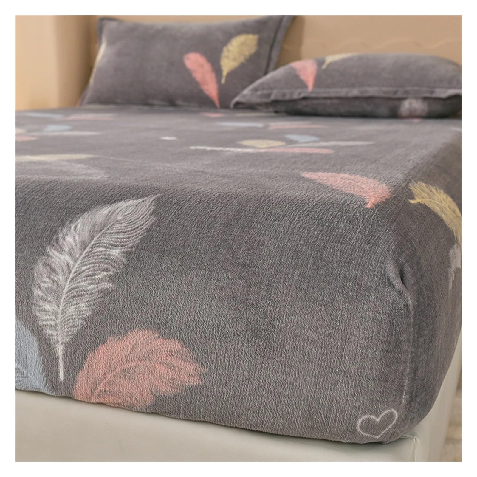 Fitted Sheet Super Warm Bed Sheet for Winter Cartoon Style Fitted Bed Sheet Queen/King Size fundas de colchón Reactive Printed All-inclusive(Hsym,138x190x30cm 1pc)