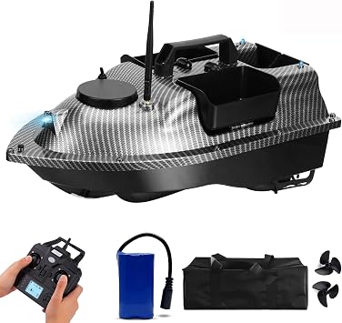 RC Fishing Bait Boat with GPS, 546 Yards Remote, 3 Bait Hoppers, 4.4LBS Load, Auto Return, Low Battery & Signal Alerts, LED Night Light for Carp Fishing