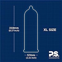 Vista 3 de PS Extra Large Latex Condoms for Men - Odorless, 100% Vegan, Exceptionally Thin, Lubricated, and Clear - XL 36 Pack