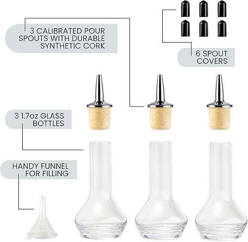 Miniatura 3 de A Bar Above Botella de Bitter, Diseño Clásico, Botellas de Vidrio Pequeñas, para Añadir Bitters a Cócteles, con Pico Vertedor de Acero Inoxidable y