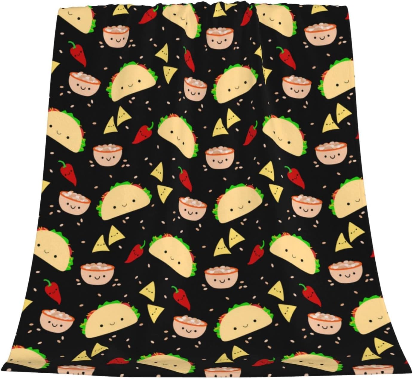 Taco Tuesday Party Printed Blanket,Soft Cozy Fleece Throw Blanket ,Microfiber Plush Sherpa Blanket for Couch Sofa Bed Living Room-All Season (50"x40" inch)