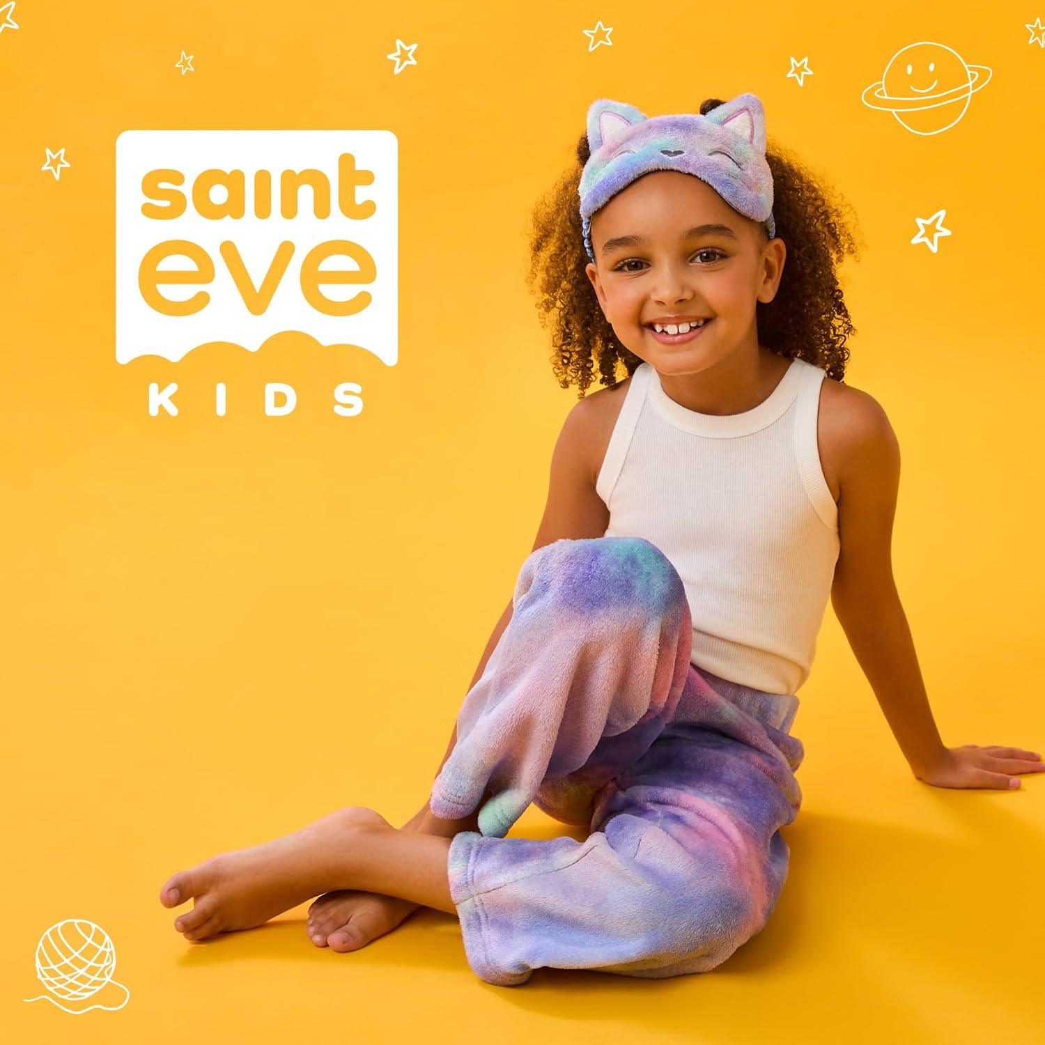 Saint Eve Kids Girls Fuzzy 2 Pack Pajama Pants & Matching Sleep Mask - Super Soft Fleece - Sleep & Lounge PJ Pants for Kids - Image 6