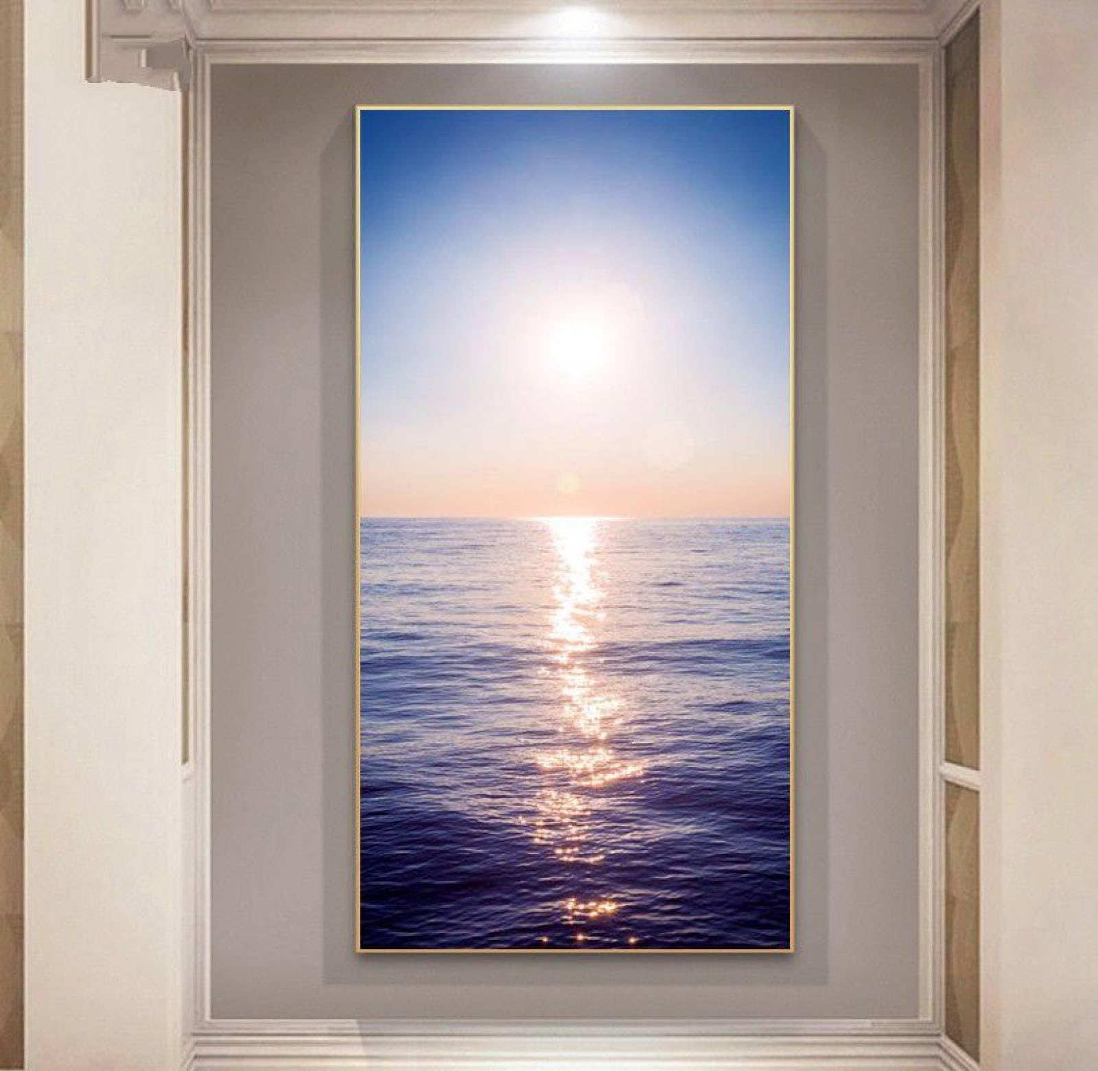 Peinture de paysage marin moderne pour créer un salon chaleureux et zen