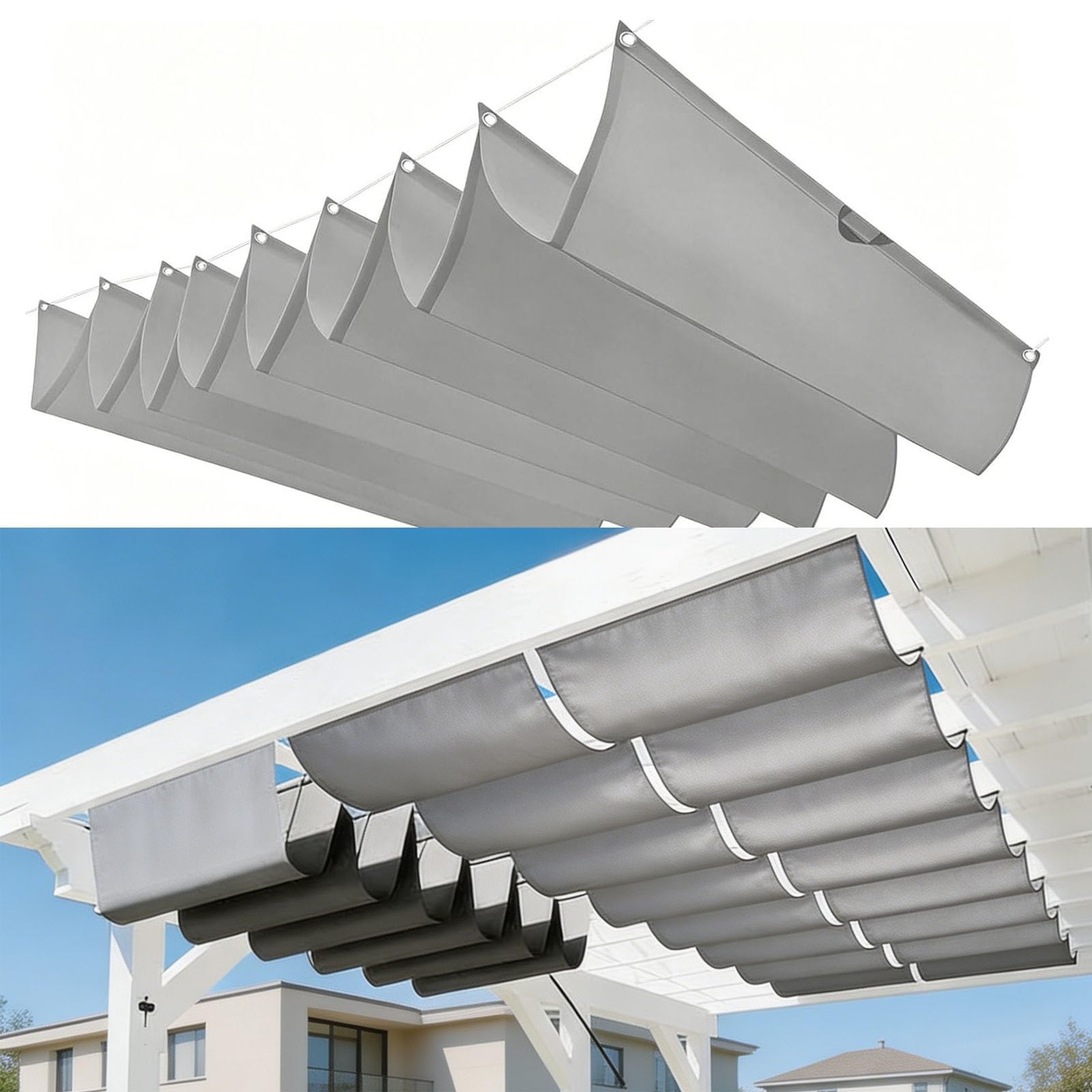 Voile d'ombrage rétractable vague pour stopper la chaleur sur terrasse étroite sans étouffer