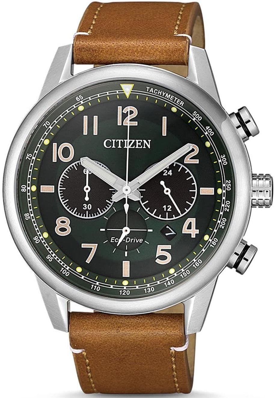 CITIZEN - Męski - zegarek analogowy - zegarek - stal - skórzany pasek - kolor srebrny - 43 mm