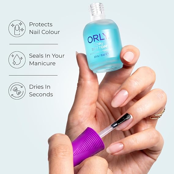 Orly Top 2 Bottom Two-in-one Base And Topcoat | Long Wearing Formula That Protects Your Natural Nail & Seals In Your Manicure | Adds A Radiant Glow To Nails & Helps Polish Adhere to Nails (18ml)