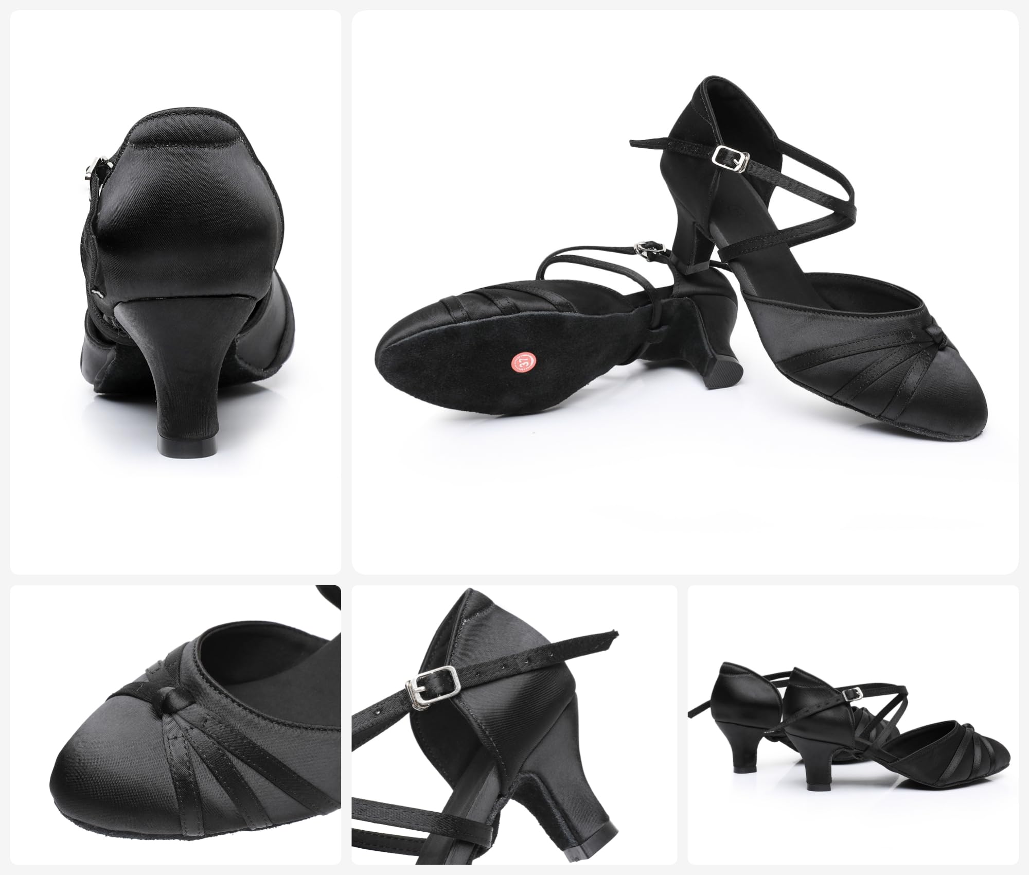 Rosefinch Chaussures de Danse Latine de Salon pour Femmes Salsa Tango Valse Chaussures de Danse Sociale 5/7cm Talons 34-41EU
