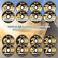 Vista 7 de HERCULES Tippet de pesca con mosca, paquete de 3 con soporte para volquetas, 55 yardas