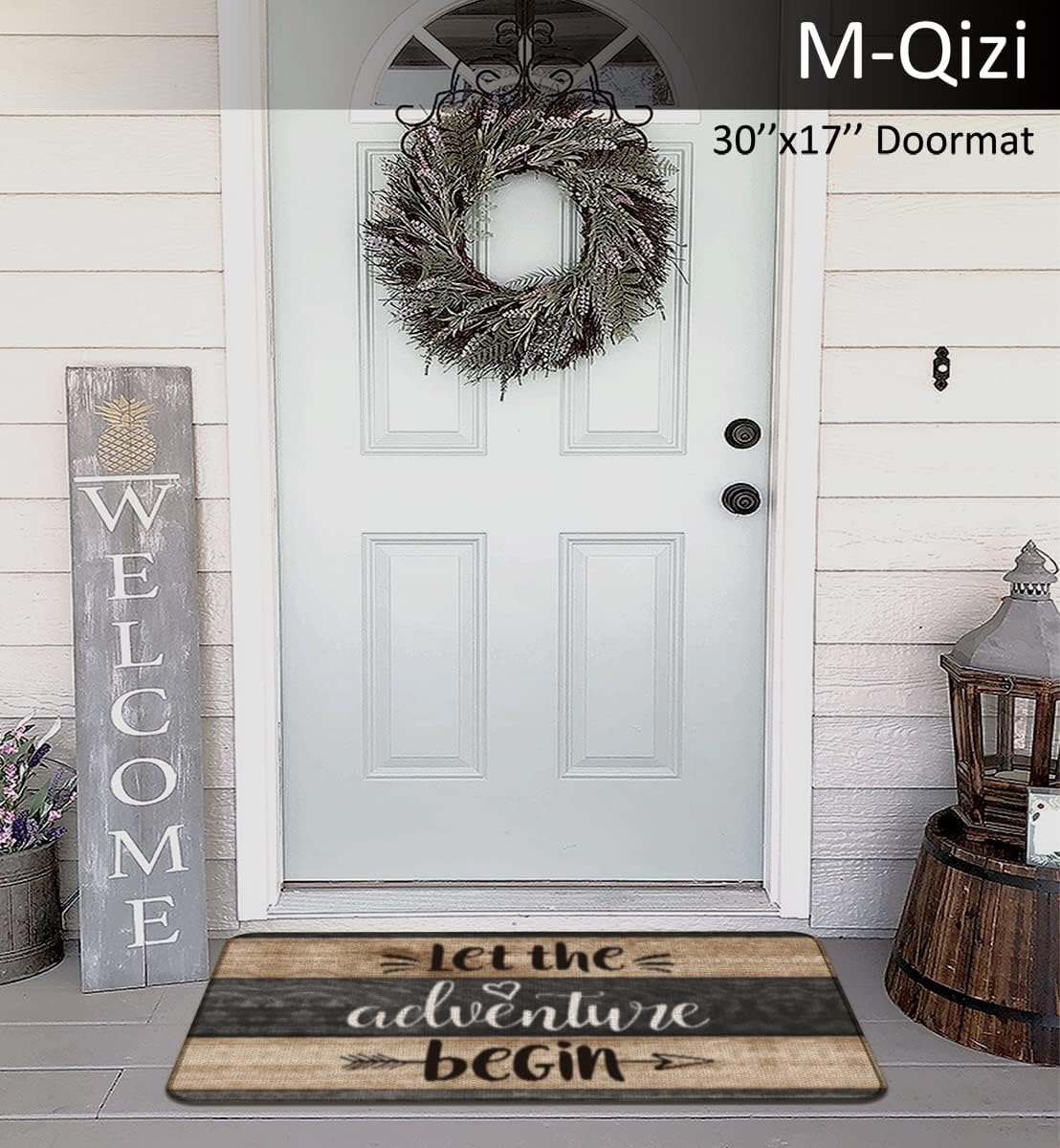 Camper Decor Doormat Pillow Cover Set - 1 * 30''x17'' Camper Rugs for Inside, 2 * 18x18 Camper Pillows Cover, RV Decorations for Inside Camper - Let The Adventure Begin
