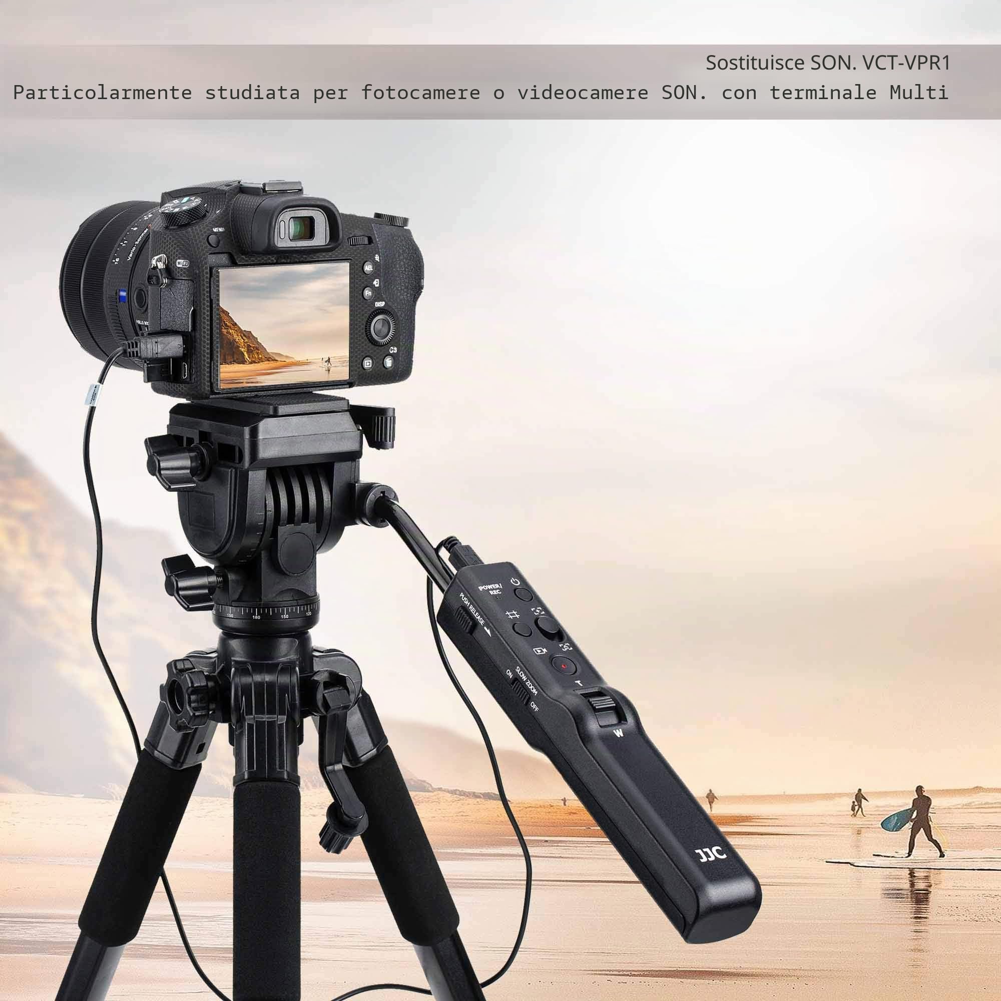 JJC Treppiede compatto con telecomando per Son. RX10M5 A7 III A7R4 A9 A6600 | Sostituisce il modello VCT-VPR1|Telecomando staccabile|Alimentato dalla fotocamera|Alluminio leggero|Sgancio rapido 1/4"-20