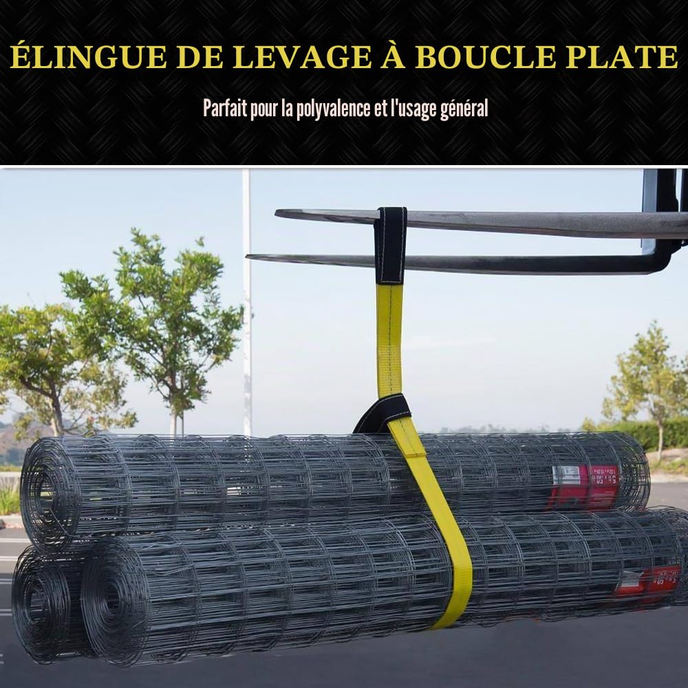 Lot de 2 Sangle de levage avec boucle ronde 3 tonnes,3 mètres Contre coupures et abrasions (3M x 5CM)