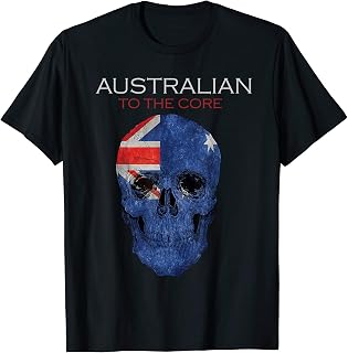 Australian to the Core, Australia Skull Vintage Flag T-Shirt