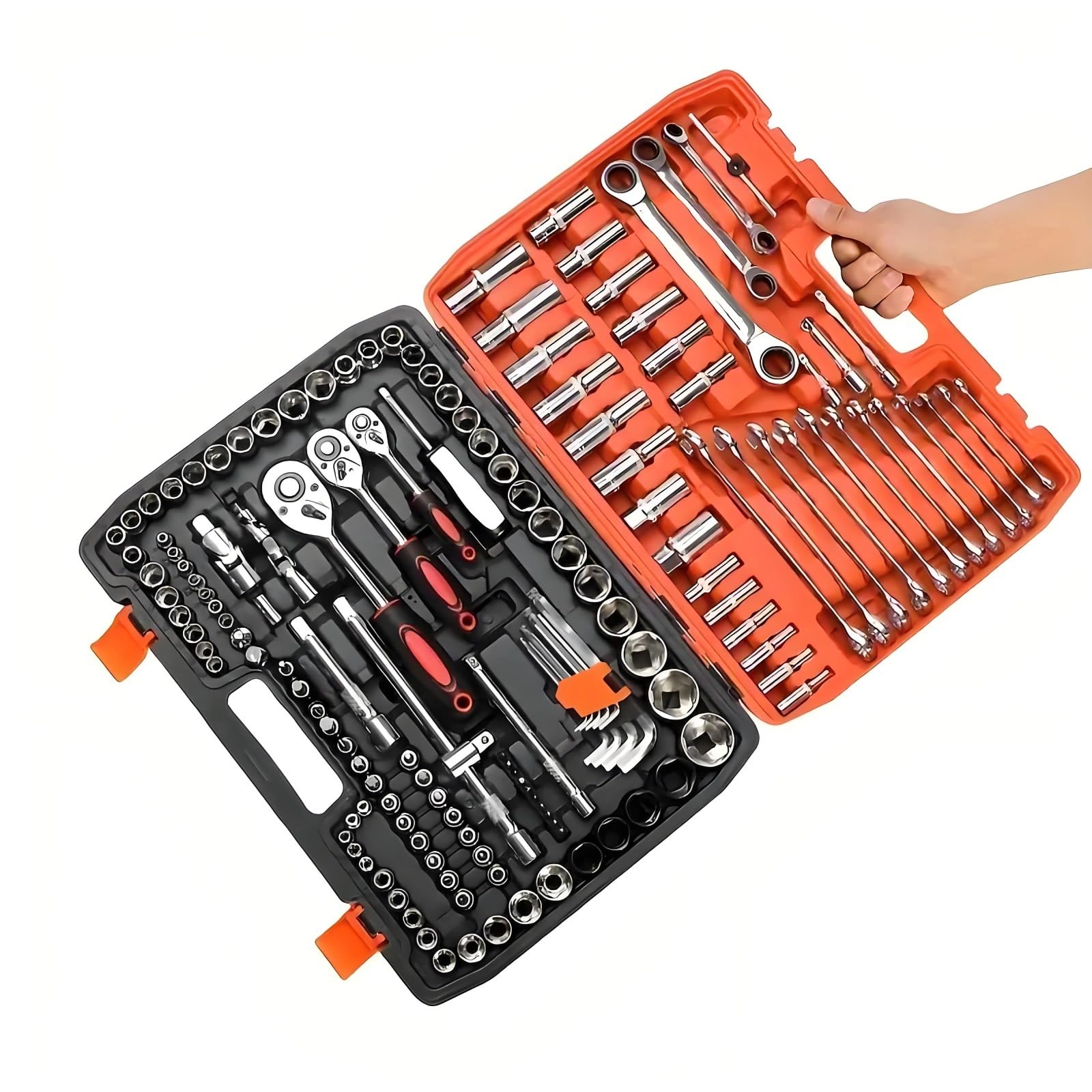 Maletín herramientas multiusos Kit 151 Uds. Herramientas Automotrices Coche Juego De Llaves De Trinquete Herramientas De Mano Y Estuche Juego De Herramientas De Enchufe