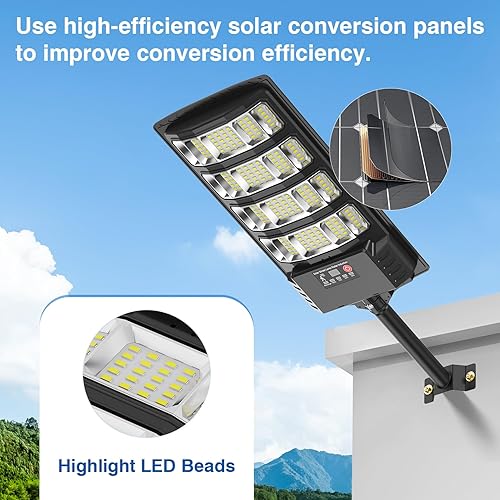 Miniatura 8 de Farolas solares impermeables para exteriores, 52000 lúmenes, ángulo de 320 , luz de estacionamiento solar 5730 LED con sensor de movimiento y