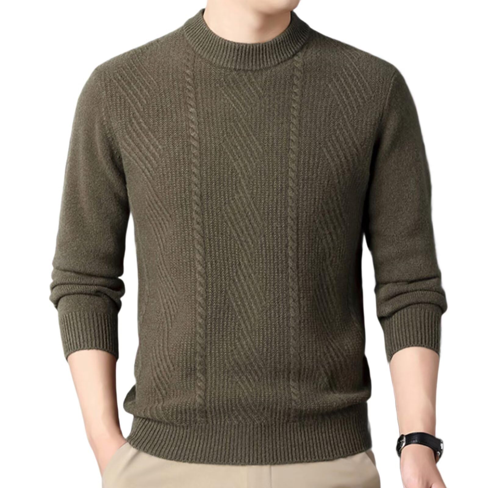 HNVAVQ Maglione 100% Cashmere Uomo Girocollo Pullover Invernale