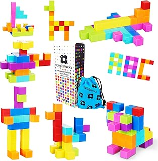 DigitBlocks 48 Pcs Magnetic Building Blocks Cube Toys for Toddlers Kids Preschool Age 3 4 5 6 Year Old Boys Girls Sensory ...
