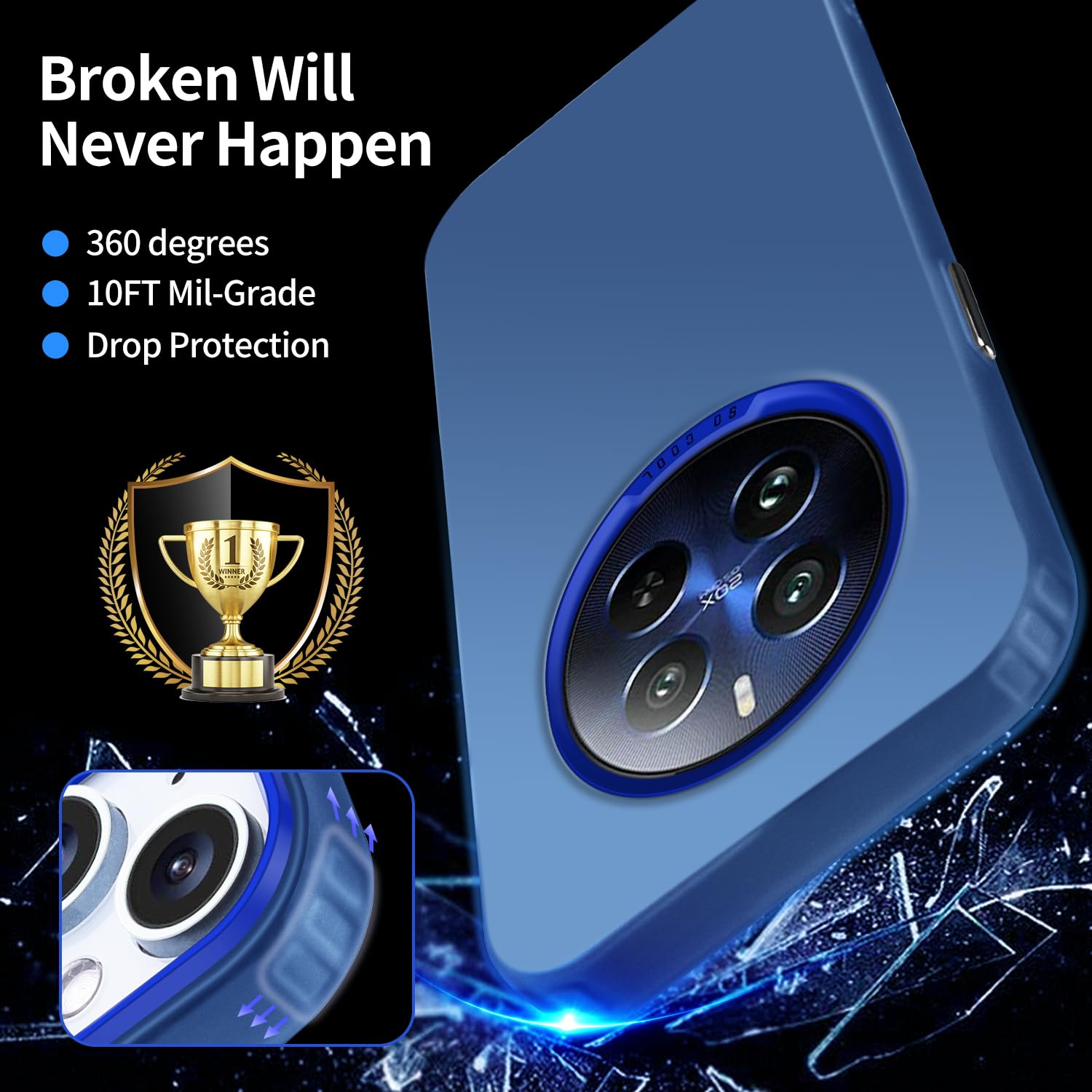 Custodia Per Realme C33 Con Anello 360° E Supporto Magnetico - Cover Ibrida TPU E PC Antiurto, Blu