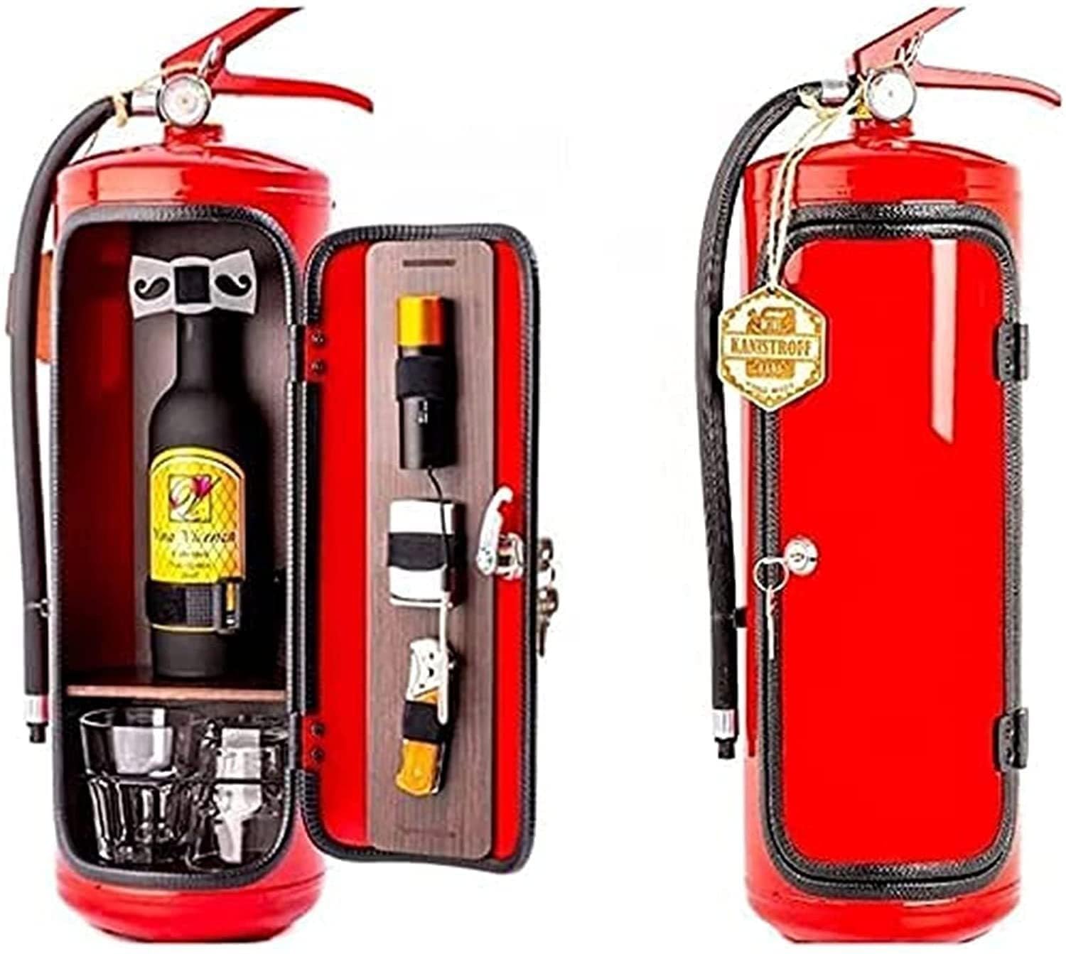 Aufbewahrungsbox für Feuerlöscher Minibar Tragbare Aufbewahrungsbox für Spirituosen und Gläser Weinkühler Ornamente Geschenke für Männer,33cm