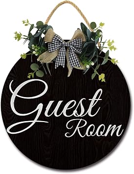 Door Sign/Plaque Bedroom Room Sign, Guest Room Hanging Sign, Decorative Wood Sign Home Decor,Guest Room - Decorative Wood Sign Home Decor,Wall Art