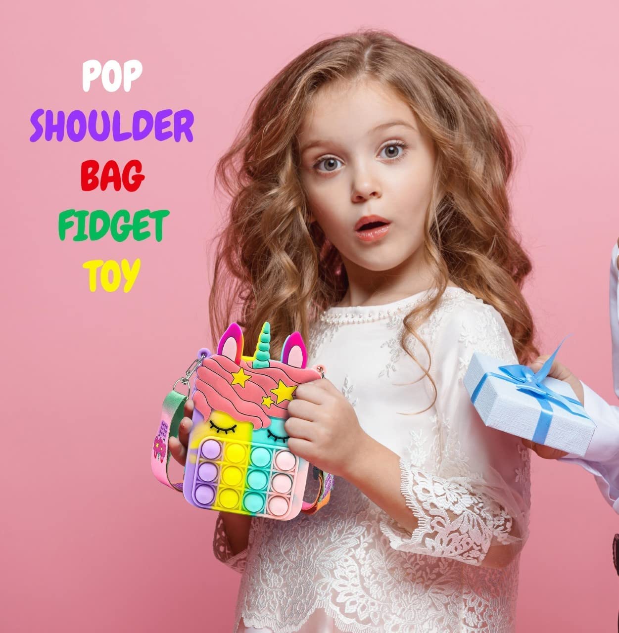 Party Propz Pop It Bag for Girls - 1Pc Unicorn Bags for Girls | Unicorn Bag | Popit Bag for Kids | Rainbow Purse for Kids | Unicorn Purse - Image 5 thumbnail